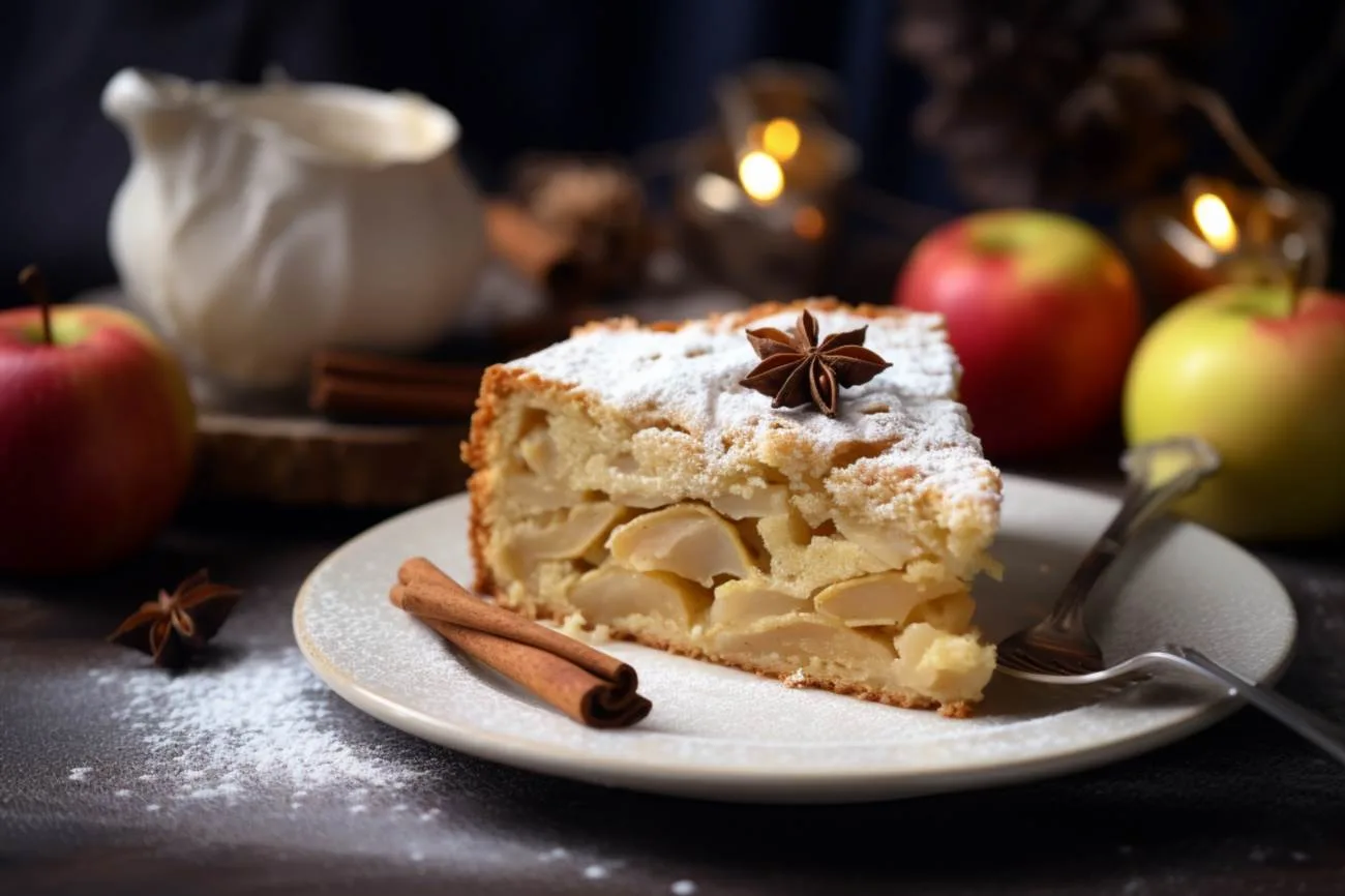 Stavnatý jablkový koláč s pudingom